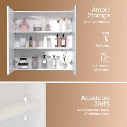 24x24 Bathroom Wall Cabinet, Saver Storage Cabinet, Medicine Cabinet with 2 Door and Adjustable Shelves，Flat-Pack Design – Assembly Required - size: W24 x H24 2 Door