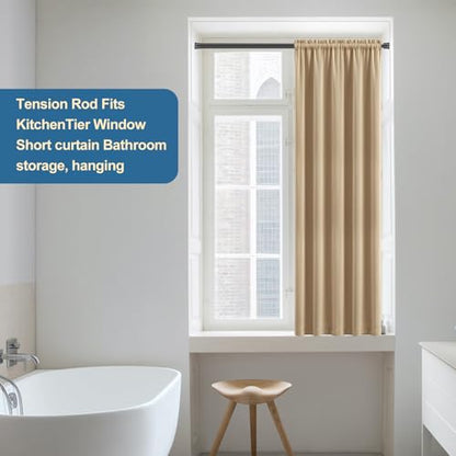 Cupboard Bars Spring Tension Rod, Adjustable 16-28 Inches, No Drilling Small Tension Shower Curtain Rod Ideal for Small Windows, Lockers, Kitchen，Wardrobes 2PC-13TD16-28BLKx2 - color: black, size: 16"-28" 2pcs