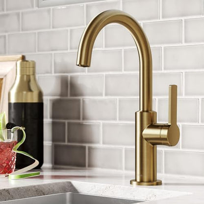 KRAUS Oletto Single Handle Kitchen Bar Faucet in Brushed Brass, KPF-2822BB - color: Brushed Bronze, style: Bar Faucet