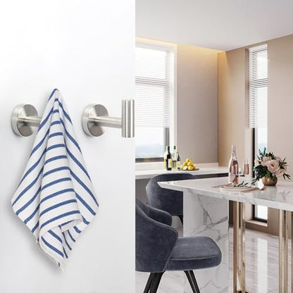 NearMoon Bath Towel Hooks- SUS 304 Stainless Steel Robe Hook Holder, Heavy Duty Coat Hook for Bathroom Livingroom Hotel Kitchen Garage, Wall Mounted (Brushed Nickel, 3 Pack) - color: Brushed Nickel, size: 3 Pack