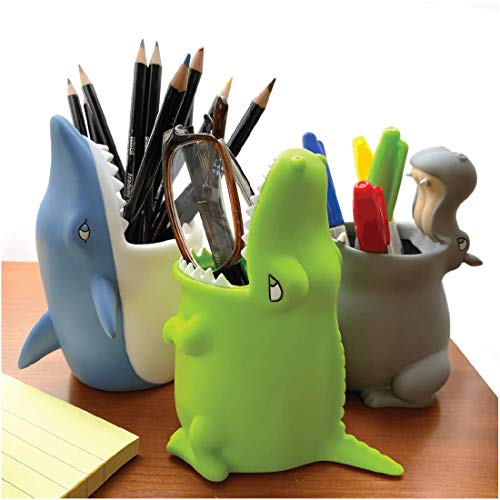 Kids Toothbrush Holder Toothbrush Organizer – Durable Silicone Animal Tooth Brush Holder – Easy to Clean Toothbrush and Toothpaste Holder – Toothbrush Holders for Bathrooms by Lily’s Home (Crocodile) - color: Crocodile