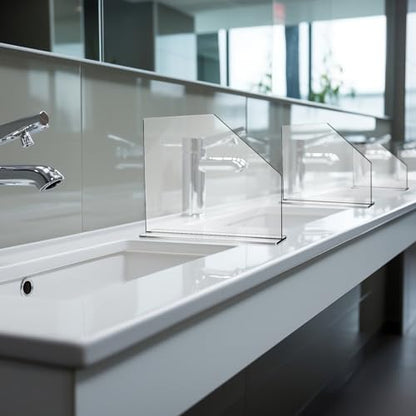 Vesici 2 Pcs Clear Acrylic Sink Splash Guard Freestanding Panel Barrier with Easy Reach Cutaway Kitchen Guard Protective Splatter Barrier for Home Hospital(23.625" Length, 18" Height, 4.5" Base) - size: 23.625" Length, 18" Height, 4.5" Base