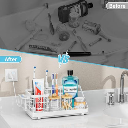 Toothbrush Holders Instant-Drying Organizer - Bathroom Countertop/Wall Mounted Electric Toothbrush Holder - Toothbrush Head Toothpaste Holder, Bathroom Counter Organizers and Storage, White - color: White