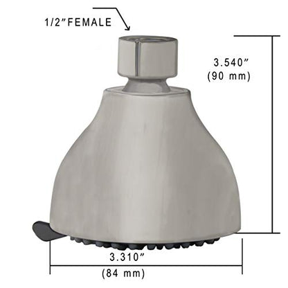 YOO.MEE High Pressure Fixed Shower Head, 3-Spray, Brushed Nickel | Fits Low-pressure Condition, Increase Showering Pressure, Wall Mount Installation