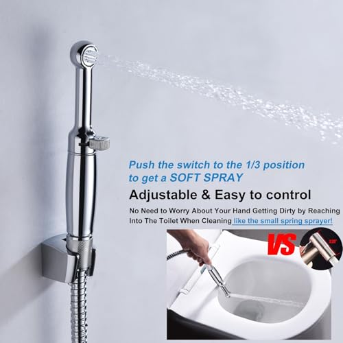 SonTiy Handheld Bidet Sprayer for Toilet, Cloth Diaper Sprayer Set Hand Held Bidet Jet Spray for Toilet with Backflow Preventer, Adjustable Water Pressure Control, Brass 7.2" Hand Bidet Wand, Chrome - color: ‎Polished Chrome