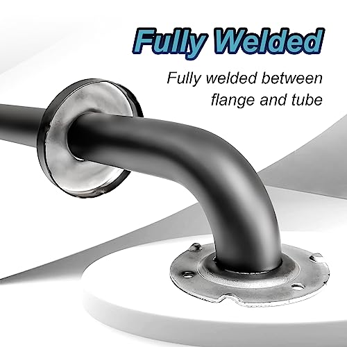 18 Inch Knurled Matte Black Grab Bar for Shower, 2 Pack | 304 Stainless Steel, Fully Welded 1.25" Tube, Non-Slip Surface, Rustproof Bathroom Handrail - color: BLK Knurled, size: 18 inch - 1.25 inch Dia