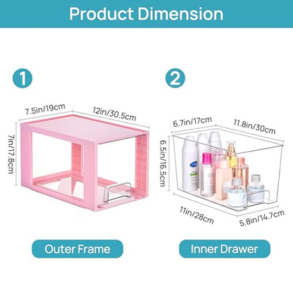 Vtopmart 4 Pack Large Stackable Storage Drawers, Pink - color: Pink( 4 Pack)