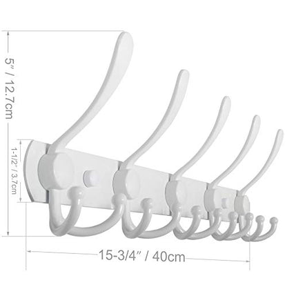 WEBI Coat Rack Wall Mount,Coat Hooks Wall Mount,Coat Hanger Wall,Wall Coat Rack,Hook Rack Rail,5 Triple Hooks for Hanging Coats,Jacket,Clothes,White,2 Packs - color: White, size: 2 Pack