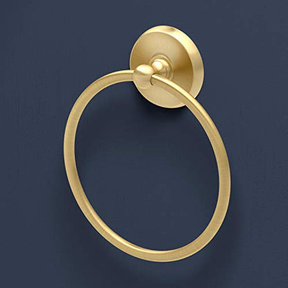 Gatco 5053 Designer II Towel Ring, Brushed Brass/Wall Mounted 6.50" Hand, Face Towel Ring for Bathroom - color: Brushed Brass