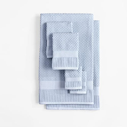 NY Loft 100% Cotton 6-Piece Bath Towel Set | Blue | Oeko-TEX | Quick-Dry | 30" x 52" Bath Towels | 16" x 28" Hand Towels | 12" x 12" Washcloths | Super Absorbent | Designer-Styled Texture - color: Chambray Blue, size: 6 Piece Set