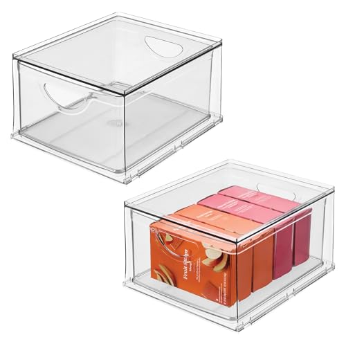 iDesign Stackable Storage Drawer, Set of 2, Clear | For Fridge, Pantry, or Under Sinks, Made in USA - style: Pack of 2