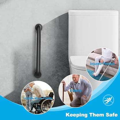 Shower Grab Bars 16 Inch, 500 lbs Heavy Duty, 2 Pack | 304 Stainless Steel Non-Slip Bathroom Safety Handrail, Wall Mounted Assist Bar for Elderly, Handicap, Bathtub & Toilet - size: 16Inch-2Pack