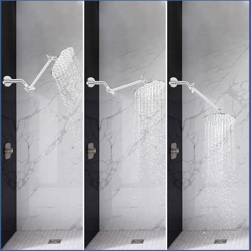 Stainless Steel Shower Extension, 10 Inch Adjustable Shower Extender Arm, for Rain Handheld Shower Shower (Silver)