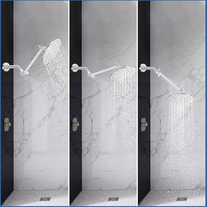 Stainless Steel Shower Extension, 10 Inch Adjustable Shower Extender Arm, for Rain Handheld Shower Shower (Silver)