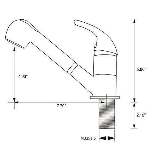 Stainless Steel Single Handle Pull Out Kitchen Faucet 1 Hole Kitchen Sink Faucet for Farmhouse, Camper, Laundry, Rv, Bar,EW-083L-BC