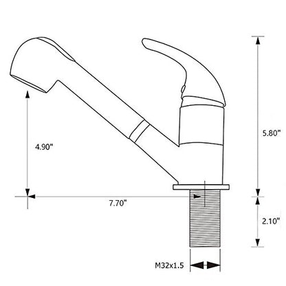 Stainless Steel Single Handle Pull Out Kitchen Faucet 1 Hole Kitchen Sink Faucet for Farmhouse, Camper, Laundry, Rv, Bar,EW-083L-BC