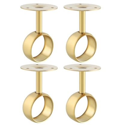 Alise Curtain Rod Holders Bracket 2''Dia,Closet Rod Holders Wall Mount | Ceiling Mounted Curtain Rod Flange Brackets,Ceiling Curtain Rods Brackets for Bathroom,Stainless Steel,Gold Finish,4 Pcs - color: Golden Finish, size: 51mm/2-Inch Dia.