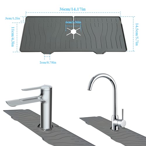 Kitchen Sink Splash Guard,Silicone Faucet Mat Splash Catcher,Kitchen Faucet Mat, Multipurpose for Kitchen Dish Drying Mats Sponge Holder and Bathroom Countertop Protect - color: Gray-5