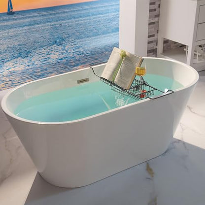 WOODBRIDGE Stainless Steel Extendable Bathtub Caddy Tray in Matte Black Finish with Removable Wine Holder, Book and Phone Rack, Bathcad-MB - color: Matte Black