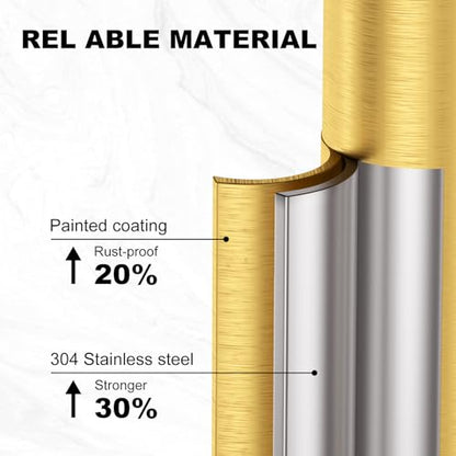Toilet Paper Holder Free Standing, 25” H Stainless Steel Brass Gold Toilet Paper Stand, Weighted Base Floor Tissue Roll Holder for Bathroom,Toilet Roll Stand - color: Brass Gold