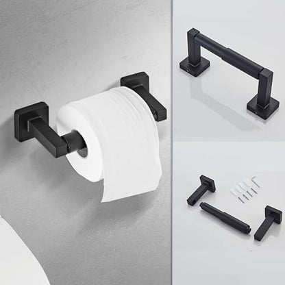 Matte Black Bathroom Hardware Set 8 Pieces,Towel Bar Set Stainless Steel Wall Mounted, Includes 16In Hand Towel Bar, Towel Ring, Robe Towel Hooks,Toilet Paper Holder, Bathroom Towel Rack Set… - color: Matte Black-8pcs, size: 16Inch