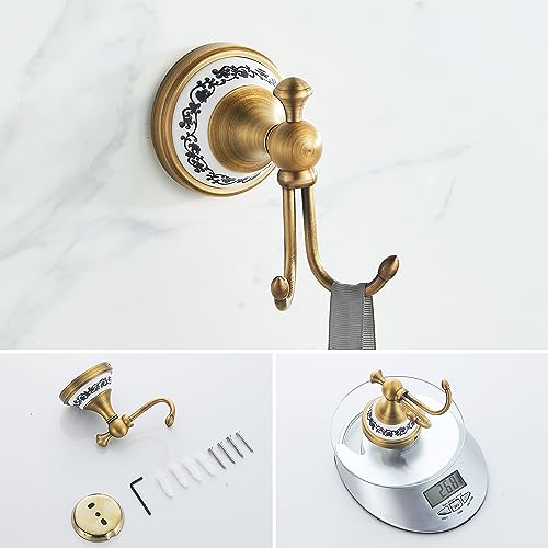 Antique Bronze Bathroom Hardware Set,Adjustable Towel Rack, Toilet Roll Paper Holder,Hand Towel Holder,Hook, Bathroom Accessories Set Wall Mounted,Porcelain Design - color: 4-piece Set