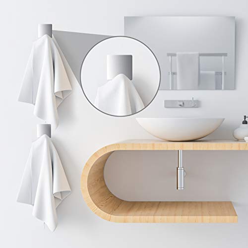 Performore 4 Pack Heavy Duty Wire Adhesive Towel Hook Hanger Wall Stick on Hooks for Hanging Waterproof Stainless Steel for Office Bathroom Kitchen Wall