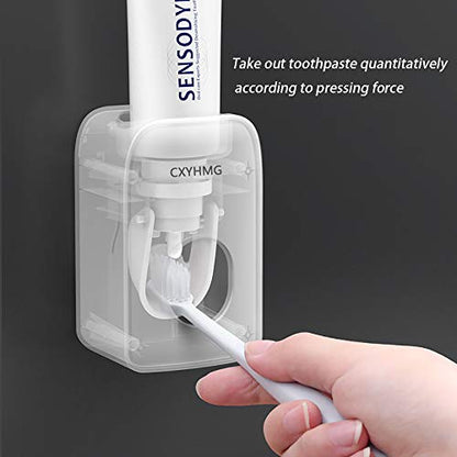 Automatic Toothpaste Dispenser for Kids, 2 PCS Toothpaste Squeezer for Kids & Family Shower Decor, is Wall Mounted Bathroom Accessories Organizer (Black, Pack-2)