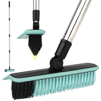 Grout Cleaner Brush with Long Handle, V-Shaped Floor Scrub Brush Swivel Grout Brush Stiff Bristle Floor Grout Scrubber for Bathroom, Tile Line, Crevice, Kitchen, Wall, Deck, Garage (Green) - color: Green