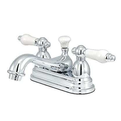 Kingston Brass KS3601PL Restoration 4-Inch Centerset Lavatory Faucet with Porcelain Lever Handle, Polished Chrome - color: Brushed Brass