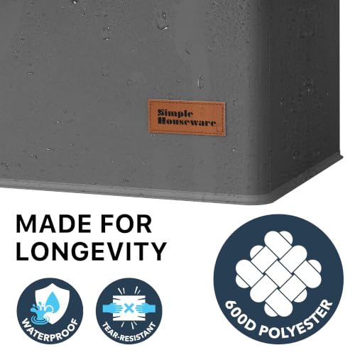 Simple Houseware Foldable Laundry Hamper Basket with Lid and Bag, Dark Gray | Heavy Duty 600D Polyester, Water-Resistant Surface - color: Dark Grey