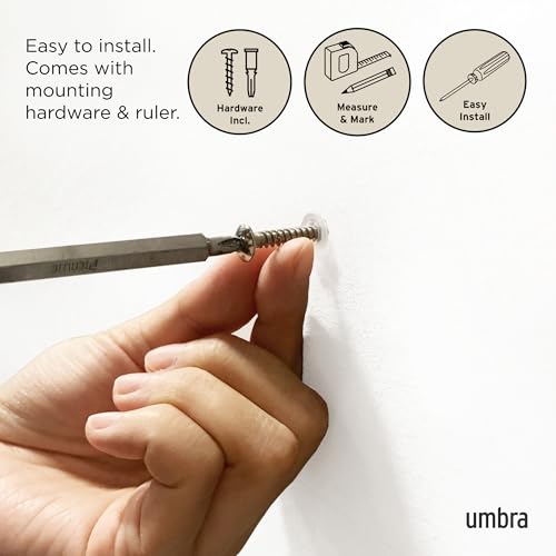 Umbra Flip Coat Rack, Wall Mount 8-Hook, Space Saving, Black | Real wood and steel build, retractable hooks fold flat, holds coats bags and scarves, easy install - color: Black/Black, size: 8-Hook