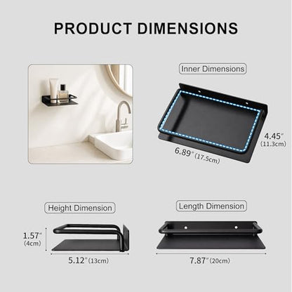 RFOUO 8 Inch Small Metal Wall Shelf with Guard Rail,Black,1 Pack | Small Bathroom Shelf, Wall Mounted, Aluminum Floating Shelf, For Toothbrush Perfume Spice,Bathroom Bedroom Kitchen - color: Black, size: 8Inch