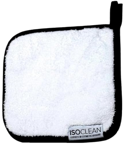 Isoclean Microfibre Towel - Absorbant Soft Fabric Towel for Makeup Brush Cleaning with Reinforced Edges, Machine Washable and Reusable for Delicate Makeup Brushes, 8x8 Inches, Small