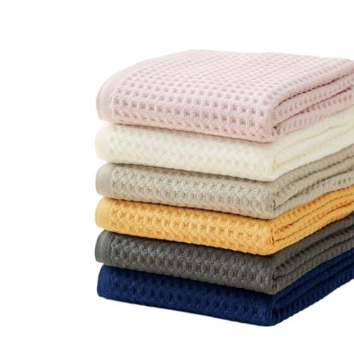 2 PCS Bath Towels, Waffle Bath Towels for Daily Bathing, Spa Relaxation and Home Bathroom, 27.56 * 55.12inch/70 * 140cm, Khaki