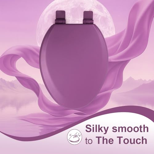 Toilet Seat, Slow Close, Soft Touch, Ultra-Smooth Matte Finish (No Orange-Peel Texture), Premium Moulded Wood, Quick Release, PIKLiDS (Purple, Elongated) - color: Purple, size: Elongated