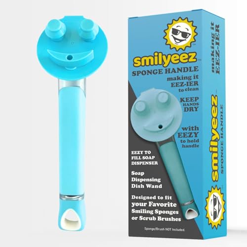 The Original Smiling Handle with Soap Dispensing for Scrub Daddy (Reg. TM) Sponge and Scrub Moji Sponge (Light Blue) - color: Light Blue