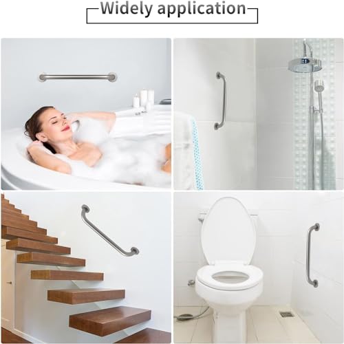 ELLO&ALLO Brushed Nickel Bathroom Shower Grab Bar, Home Care Bath Handrail (12 Inch) - color: Brushed Nickel, size: 12 Inch