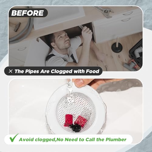 2 Pcs Sink Strainer Stainless Steel Kitchen Sink Drain Strainer Basket Cover Mesh Hair Food Catcher, Large Wide Rim of 4.4 Diameter(Porcelain White) - color: Porcelain White