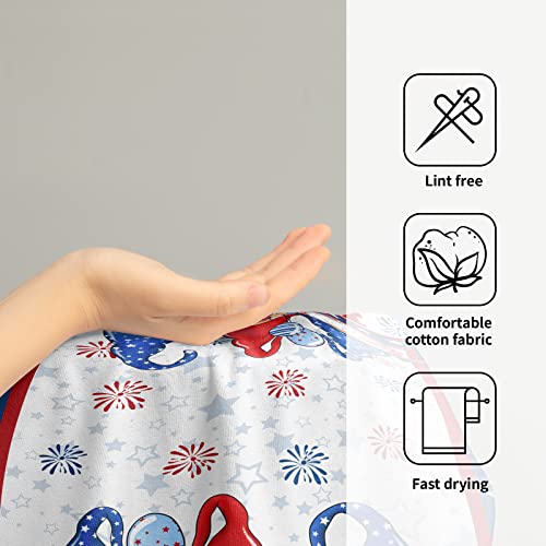 Giwawa American Flag Hand Towels Set of 2 Patriotic Gnome Soft Guest Face Towel Bathroom Holiday Decorations Thin Kitchen Tea Dish Towels - color: American Gnome