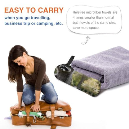 Raccoon Climbing Branches Quick Dry Bath Towels - Super Soft Bath Towels for Home, Spa, Gym, Travel - color: Raccoon Climbing Branches, size: 31.5"x63"