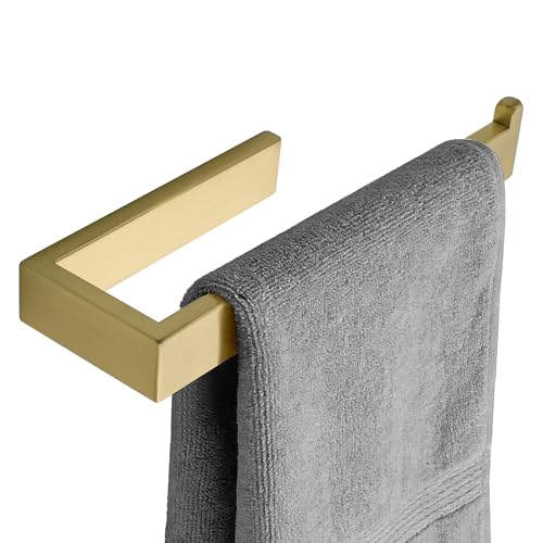 Sayayo Brushed Gold Hand Towel Holder, Towel Bar for Bathroom Wall 10 Inch | SUS304 Stainless Steel Towel Ring, Kitchen Towel Rack Modern Square - color: Brushed Gold