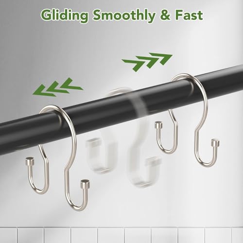 Shower Curtain Hooks, Simple Shower Curtain Rings, Sturdy Shower Curtain Hangers, Double Hook Shower Curtain Hooks, Smooth Gliding Metal Shower Hooks for Shower Curtain (Nickel, 12 Pack) - color: Nickel, size: 12 Pack