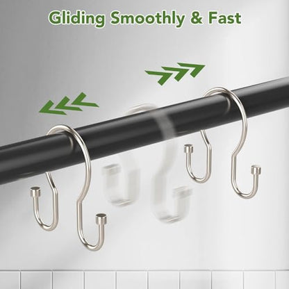 Shower Curtain Hooks, Simple Shower Curtain Rings, Sturdy Shower Curtain Hangers, Double Hook Shower Curtain Hooks, Smooth Gliding Metal Shower Hooks for Shower Curtain (Nickel, 12 Pack) - color: Nickel, size: 12 Pack