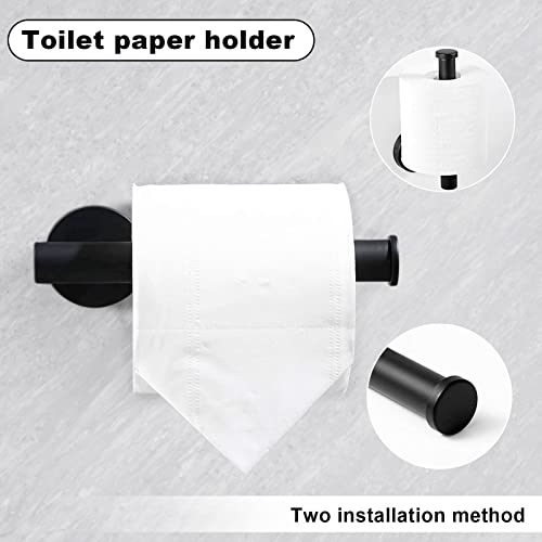 8 Pieces Bathroom Towel Rack Set, Includes 2PCS 23.6 inch Towel bar, 2PCS Towel Hook, 2 PCS Towel Ring, 2PCS Toilet Paper Holder-Matte Black Bathroom Accessories Sets - color: Matte Black, size: 8pcs-24inch