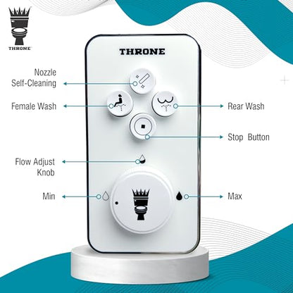 Throne Bidet Attachment for Toilet Seat USA Patented Easy Install (White) | Non-Electric Self Cleaning Cold Water Sprayer Double Nozzle (Frontal & Rear Wash) Bathroom Bidet Toilet Seat Attachment - color: White/White