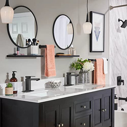 Matte Black Single Hole Bathroom Faucet, BF307-B | Modern Single Handle Bathroom Sink Faucet Vanity Faucet with Drain Assembly, Deck Plate Included - color: Black