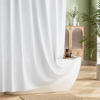 Fabric Shower Curtain Liner 70 x 74 Inch, Water-Repellent Polyester Long Bathroom Shower Curtains Spa and Hotel Quality, Machine Washable, White - color: White, size: 70"W x 74"L (Pack of 1)