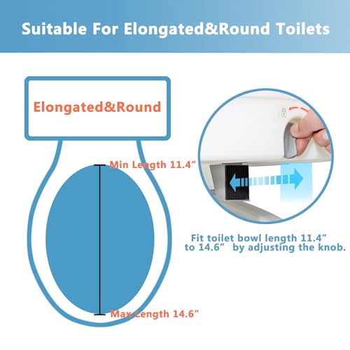 Raised Toilet Seat with Handles for Seniors, 5-inch Rise | Toilet Seat Risers for Seniors with Handles and Padded Arms, Elevated Seat for Handicap, Fits Standard & Elongated Commodes
