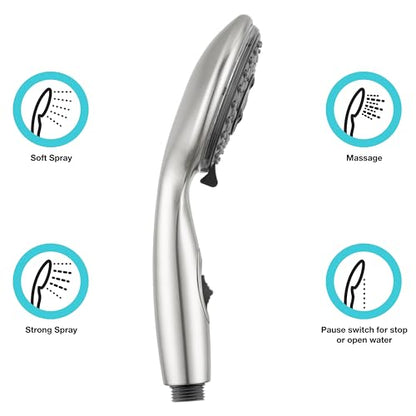 Dura Faucet DF-SA432-SN RV Handheld Shower Wand (Satin Nickel) | RV handheld shower wand with water-saving control. Fits standard RV shower hoses. Brushed Satin Nickel finish. - color: Brushed Satin Nickel, size: Shower Wand